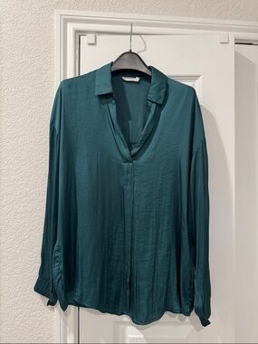 Lush Teal Long-Sleeve Blouse
